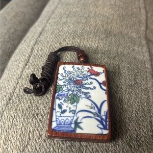 Chinese Porcelain Pendant with Cord